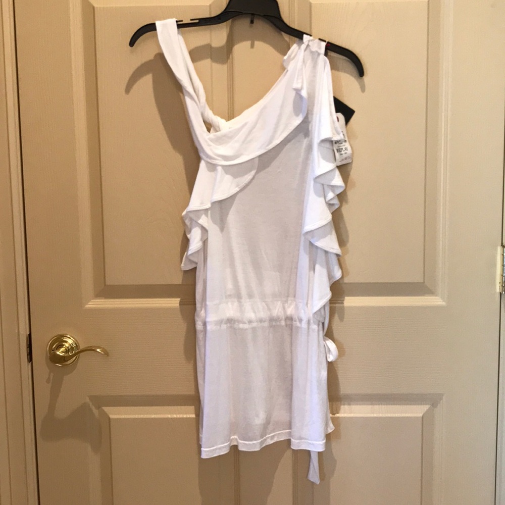 NWT Replay White Tank Top w/Ruffle detail size L